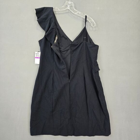XOXO Black Mini Dress NEW Stretch Bodycon Preppy Ruffle Sleeveless Zip Women XXL - Picture 2 of 9